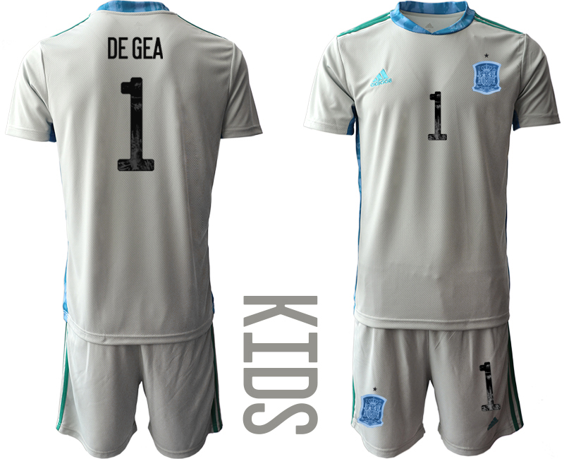 Youth 2021 European Cup Spain grey goalkeeper #1 Soccer Jersey1